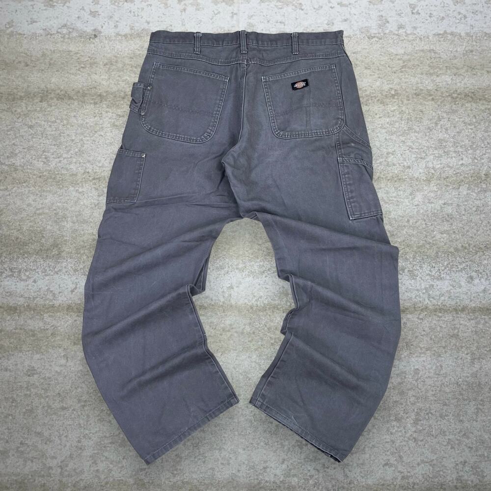 Vintage 90s Dickies Carpenter Pants 38x34 Baggy Fit Iron Grey Canvas Dungarees